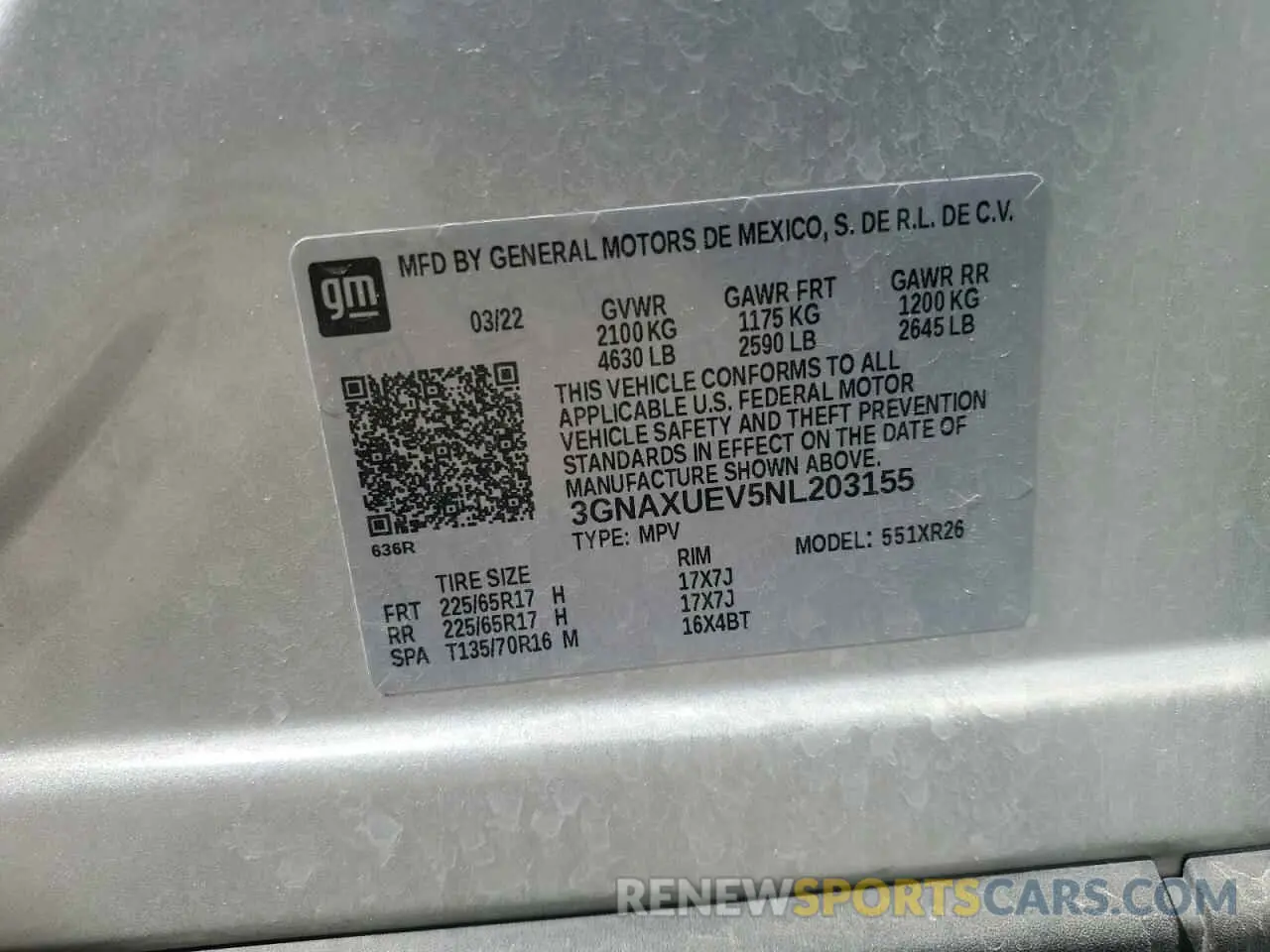 12 Photograph of a damaged car 3GNAXUEV5NL203155 CHEVROLET EQUINOX 2022