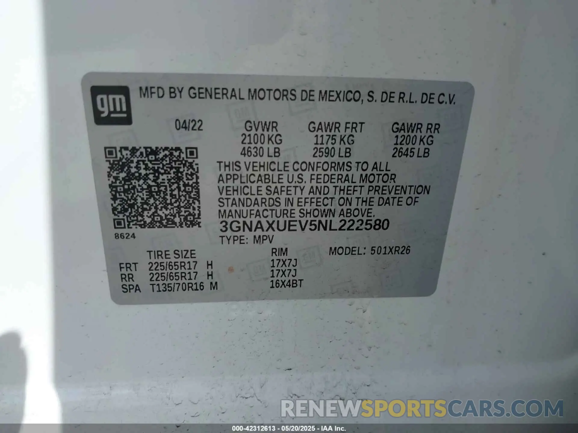 9 Photograph of a damaged car 3GNAXUEV5NL222580 CHEVROLET EQUINOX 2022