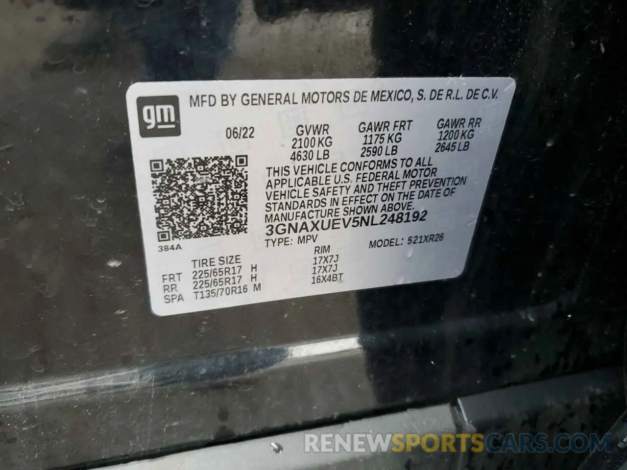 12 Photograph of a damaged car 3GNAXUEV5NL248192 CHEVROLET EQUINOX 2022