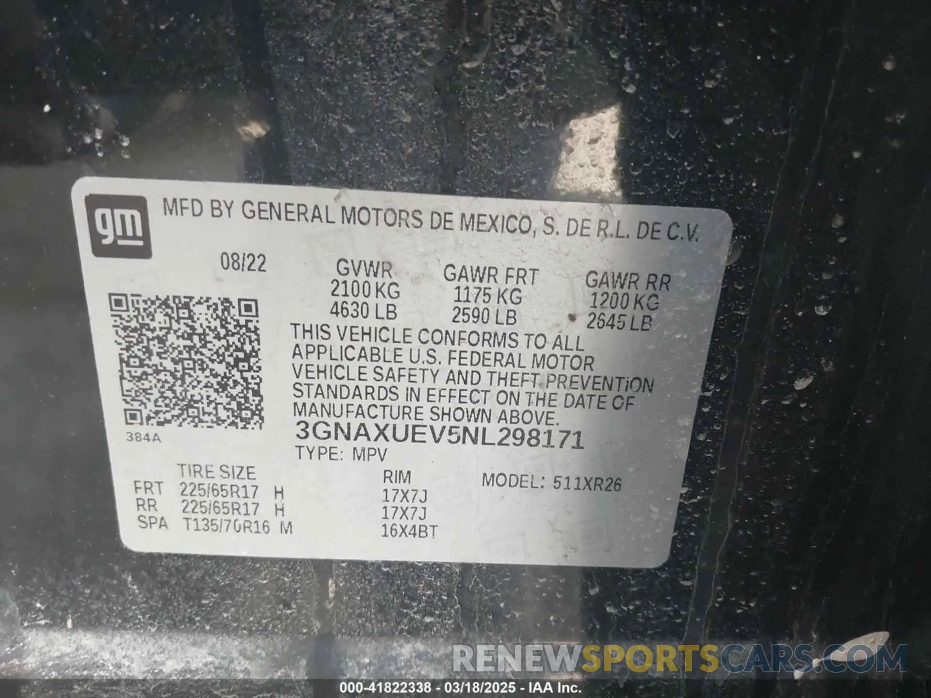 9 Photograph of a damaged car 3GNAXUEV5NL298171 CHEVROLET EQUINOX 2022