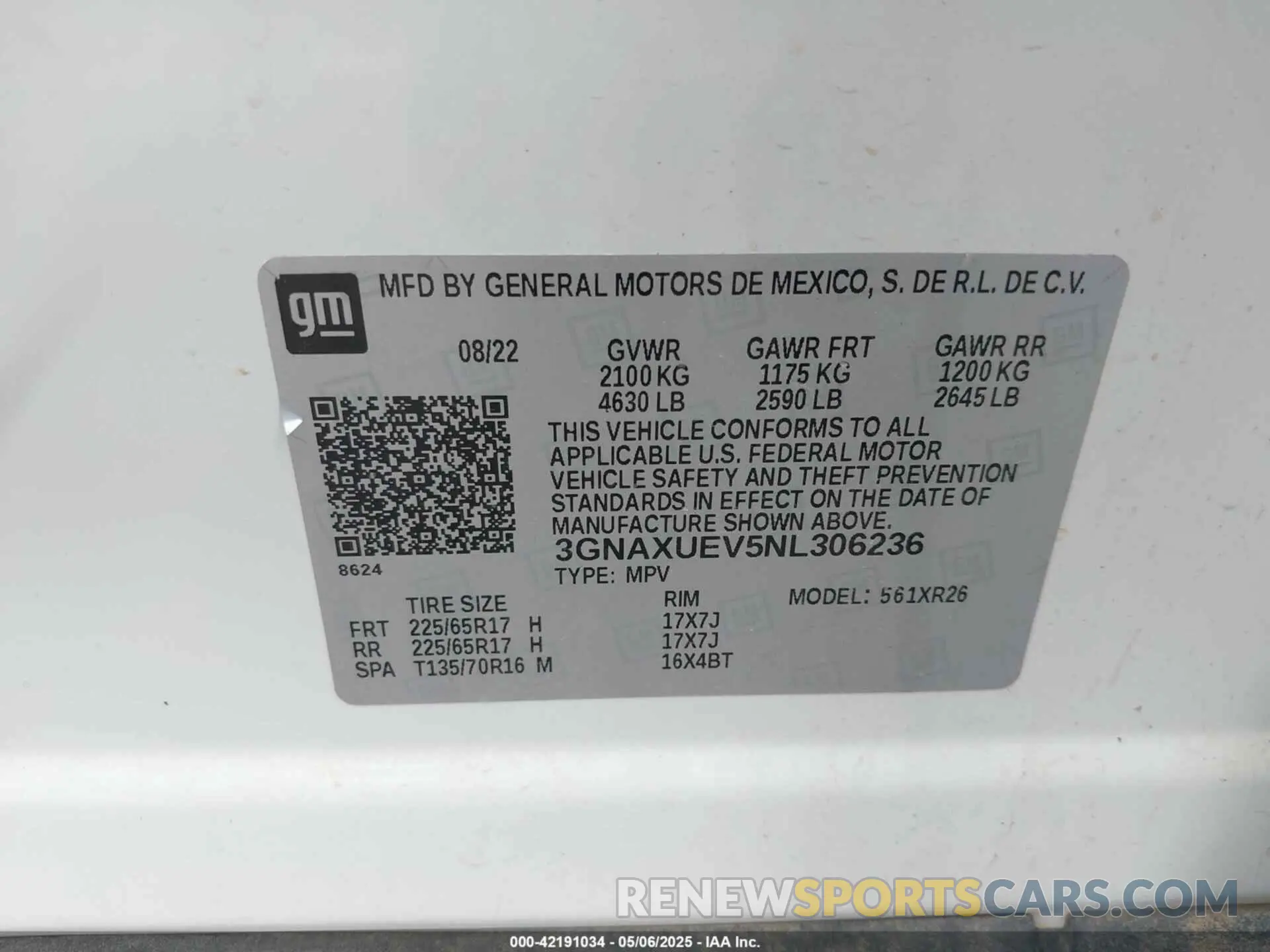 9 Photograph of a damaged car 3GNAXUEV5NL306236 CHEVROLET EQUINOX 2022