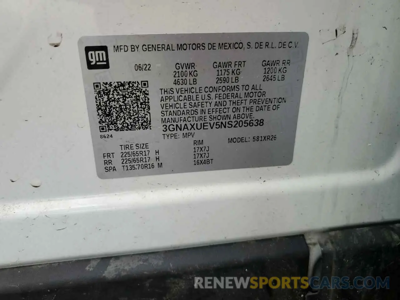 14 Photograph of a damaged car 3GNAXUEV5NS205638 CHEVROLET EQUINOX 2022