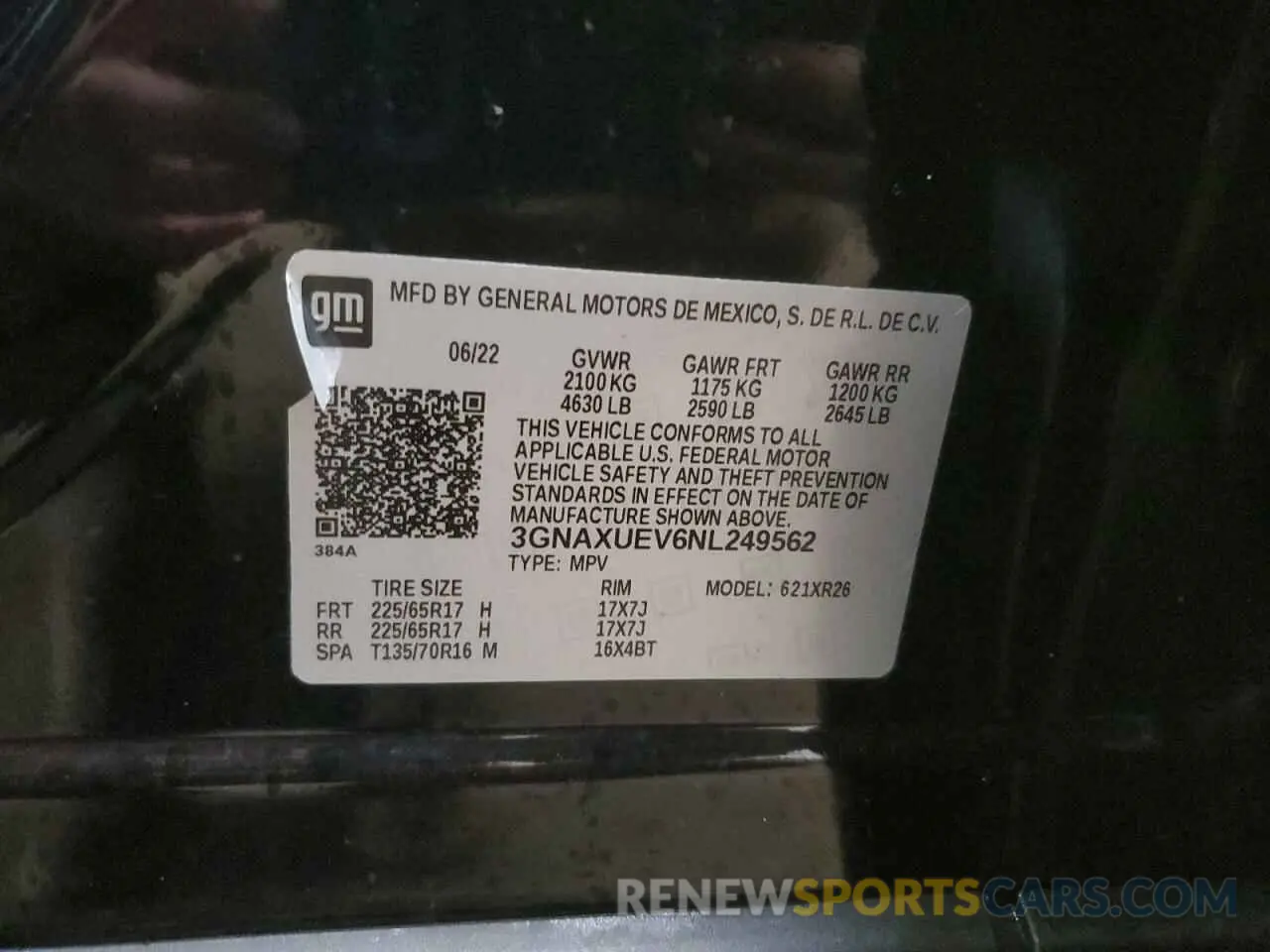12 Photograph of a damaged car 3GNAXUEV6NL249562 CHEVROLET EQUINOX 2022