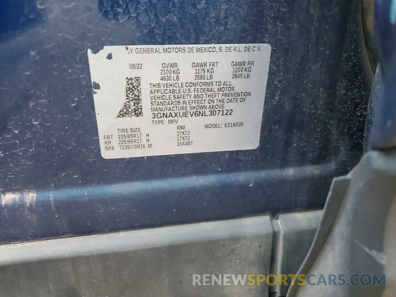 12 Photograph of a damaged car 3GNAXUEV6NL307122 CHEVROLET EQUINOX 2022