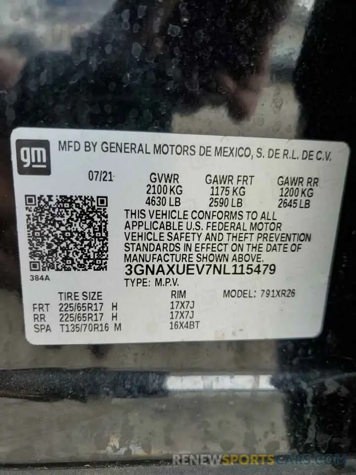 13 Photograph of a damaged car 3GNAXUEV7NL115479 CHEVROLET EQUINOX 2022