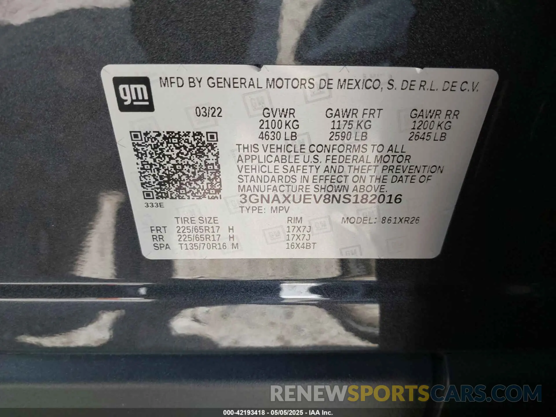 9 Photograph of a damaged car 3GNAXUEV8NS182016 CHEVROLET EQUINOX 2022