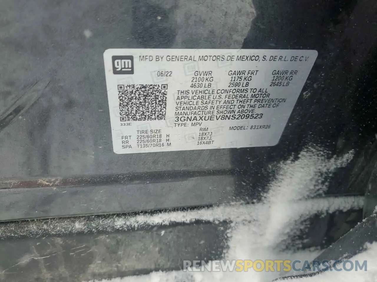 14 Photograph of a damaged car 3GNAXUEV8NS209523 CHEVROLET EQUINOX 2022