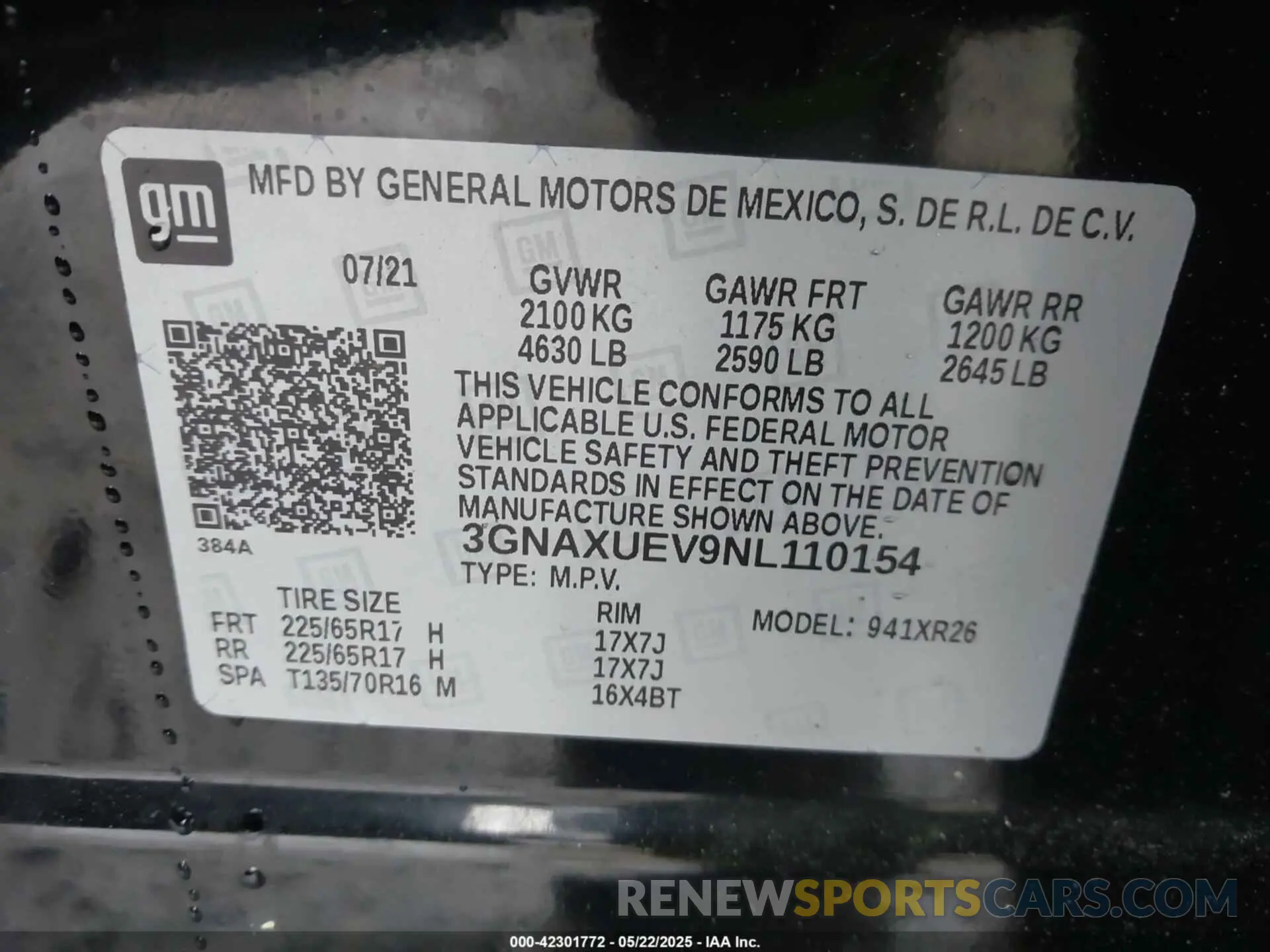 9 Photograph of a damaged car 3GNAXUEV9NL110154 CHEVROLET EQUINOX 2022