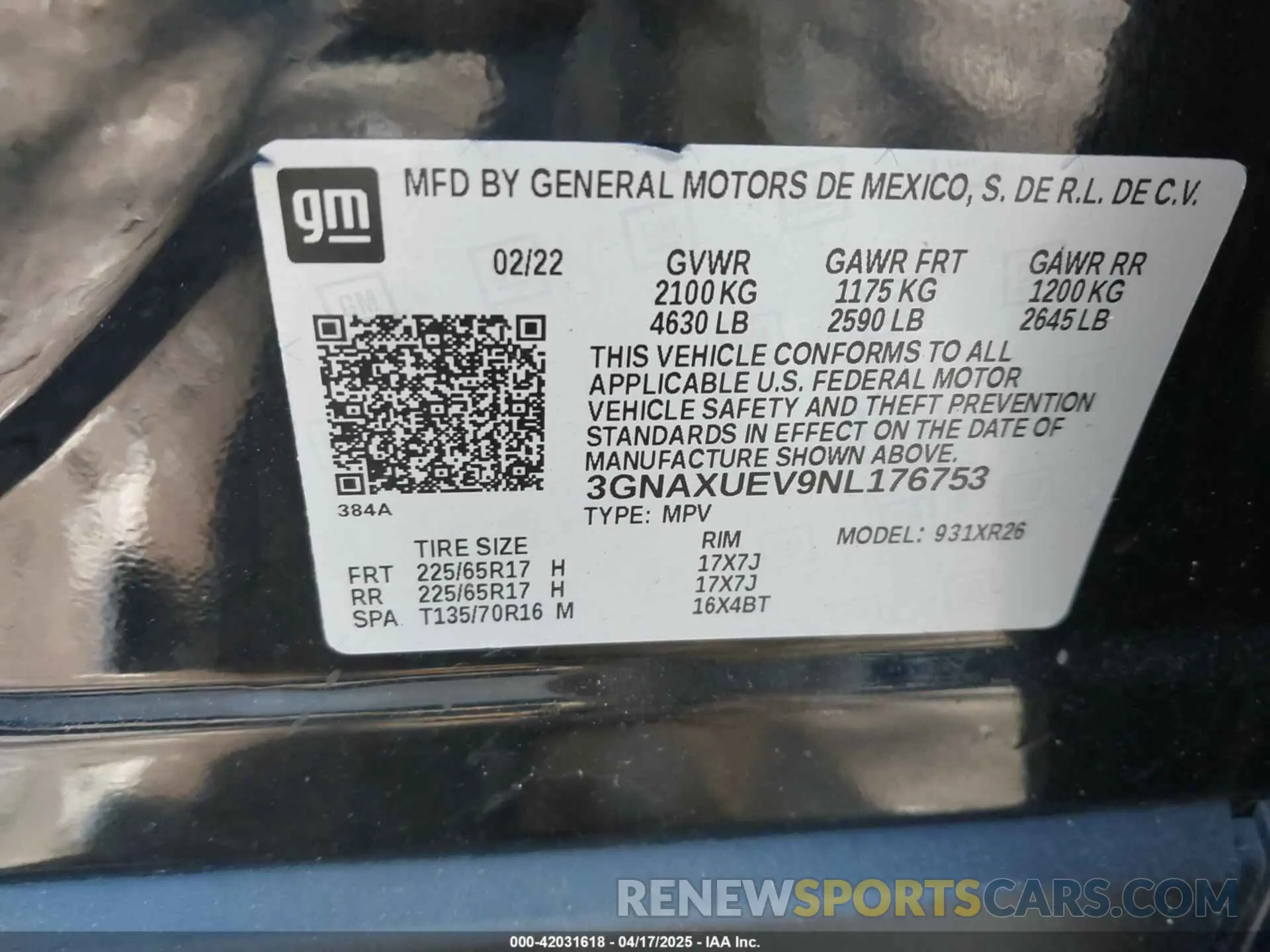 9 Photograph of a damaged car 3GNAXUEV9NL176753 CHEVROLET EQUINOX 2022