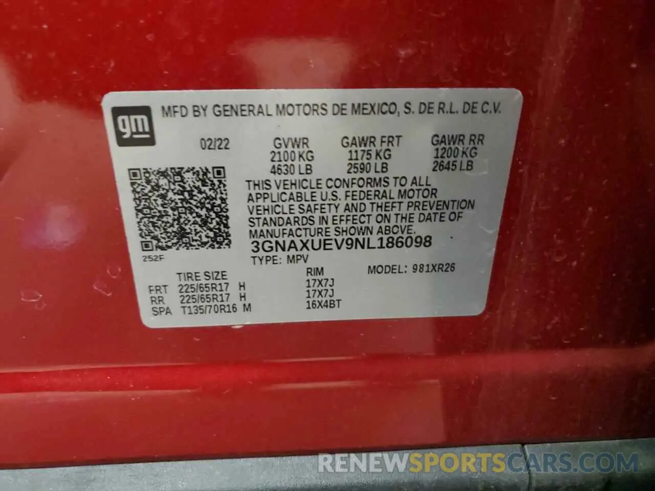 13 Photograph of a damaged car 3GNAXUEV9NL186098 CHEVROLET EQUINOX 2022