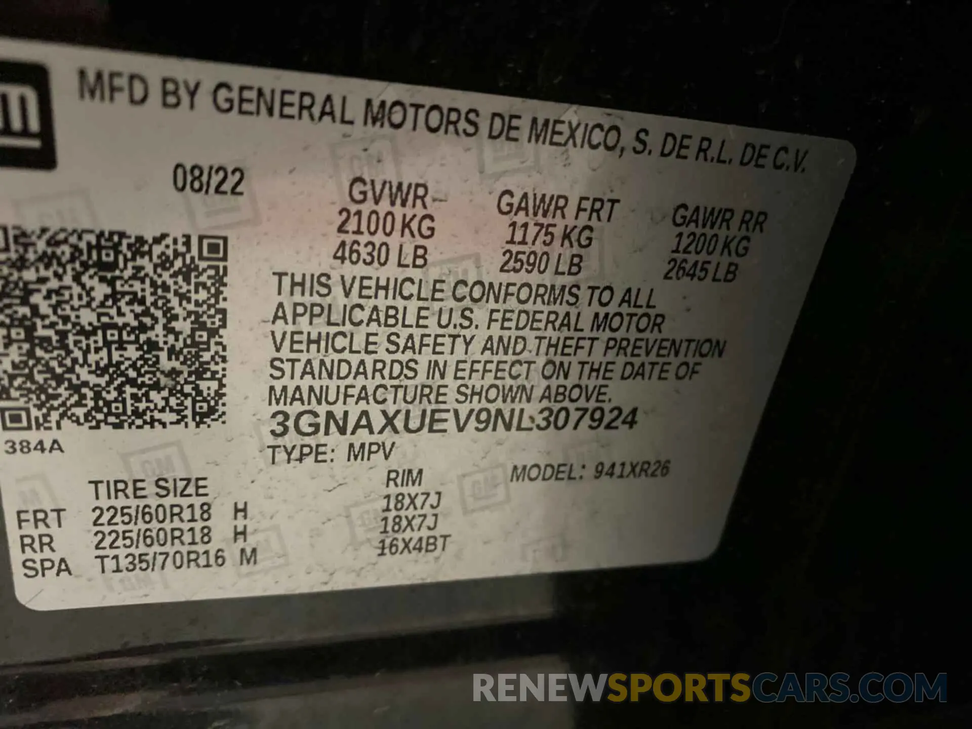 16 Photograph of a damaged car 3GNAXUEV9NL307924 CHEVROLET EQUINOX 2022