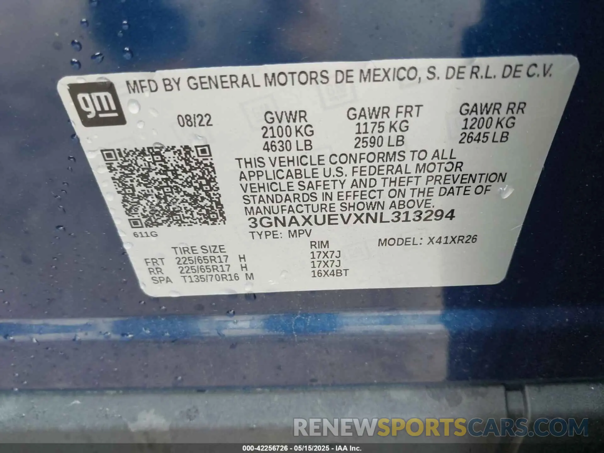 9 Photograph of a damaged car 3GNAXUEVXNL313294 CHEVROLET EQUINOX 2022