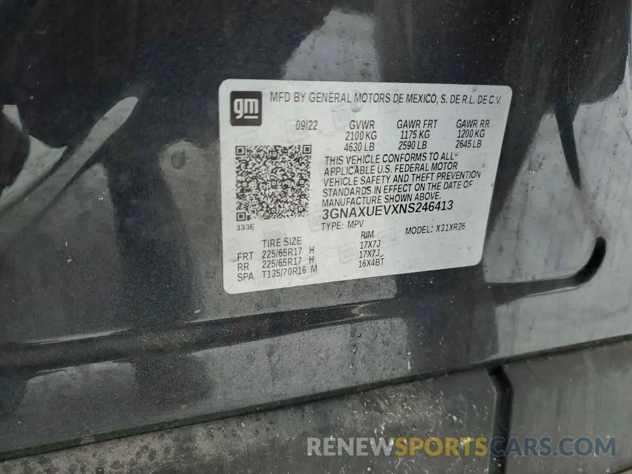 13 Photograph of a damaged car 3GNAXUEVXNS246413 CHEVROLET EQUINOX 2022