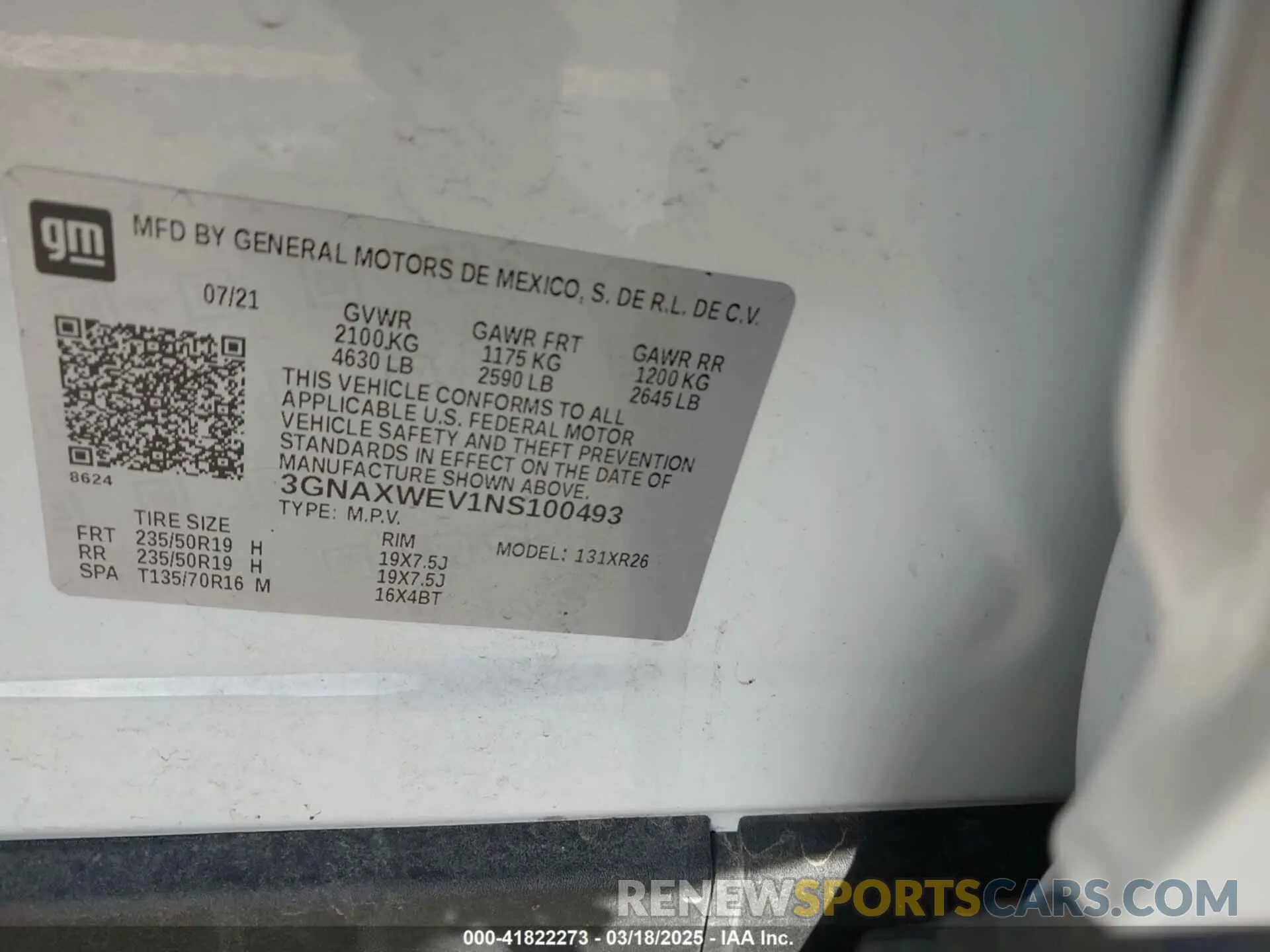 9 Photograph of a damaged car 3GNAXWEV1NS100493 CHEVROLET EQUINOX 2022