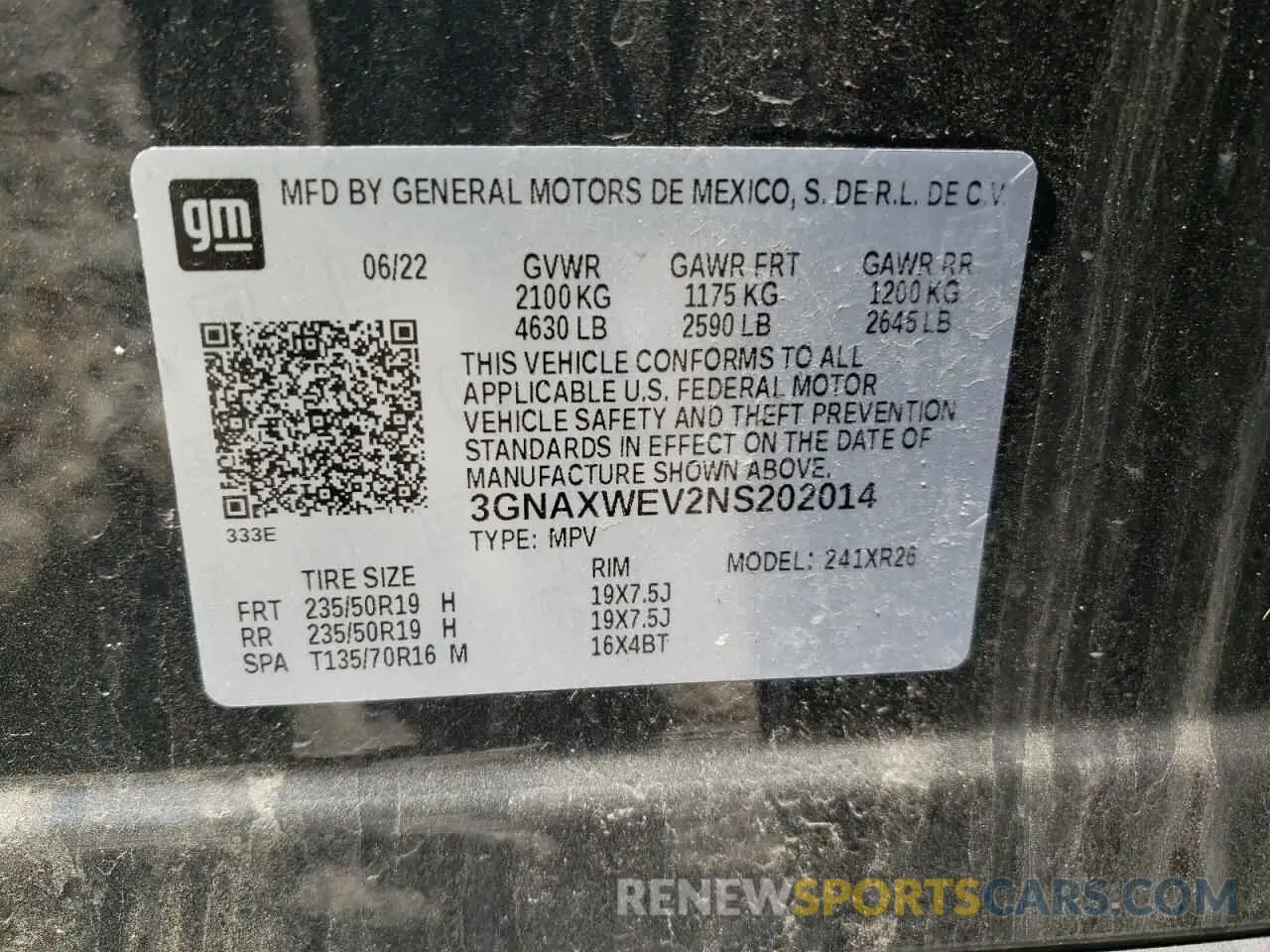13 Photograph of a damaged car 3GNAXWEV2NS202014 CHEVROLET EQUINOX 2022