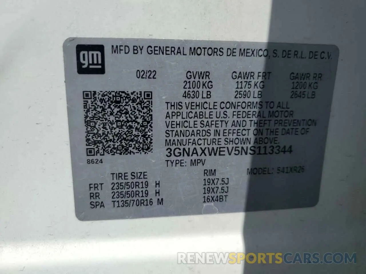 13 Photograph of a damaged car 3GNAXWEV5NS113344 CHEVROLET EQUINOX 2022