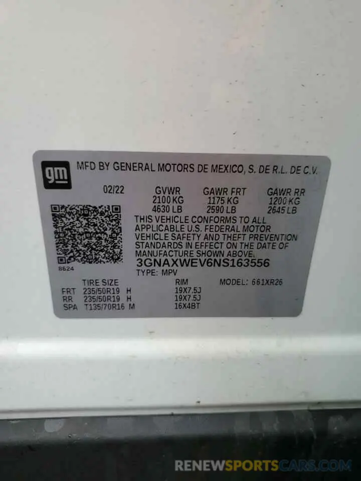 15 Photograph of a damaged car 3GNAXWEV6NS163556 CHEVROLET EQUINOX 2022