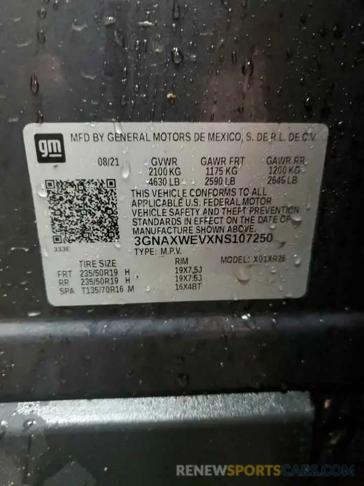 14 Photograph of a damaged car 3GNAXWEVXNS107250 CHEVROLET EQUINOX 2022