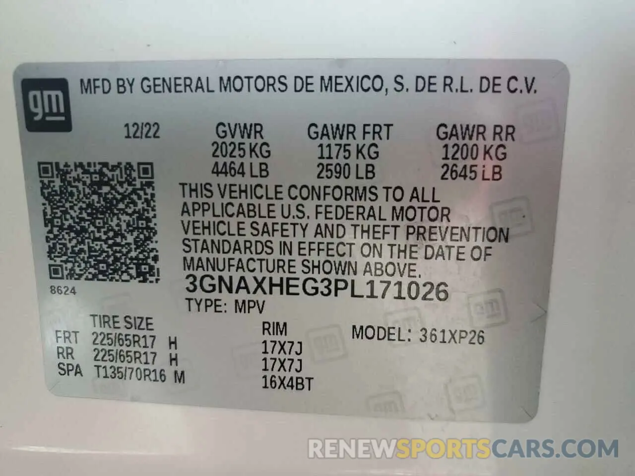 14 Photograph of a damaged car 3GNAXHEG3PL171026 CHEVROLET EQUINOX 2023