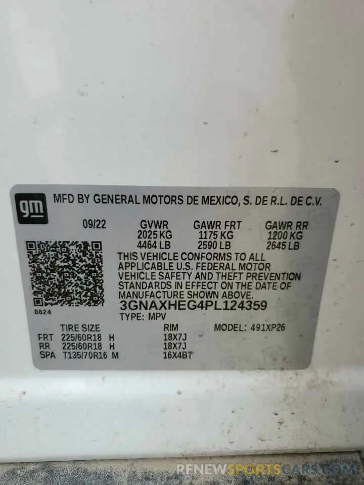 14 Photograph of a damaged car 3GNAXHEG4PL124359 CHEVROLET EQUINOX 2023