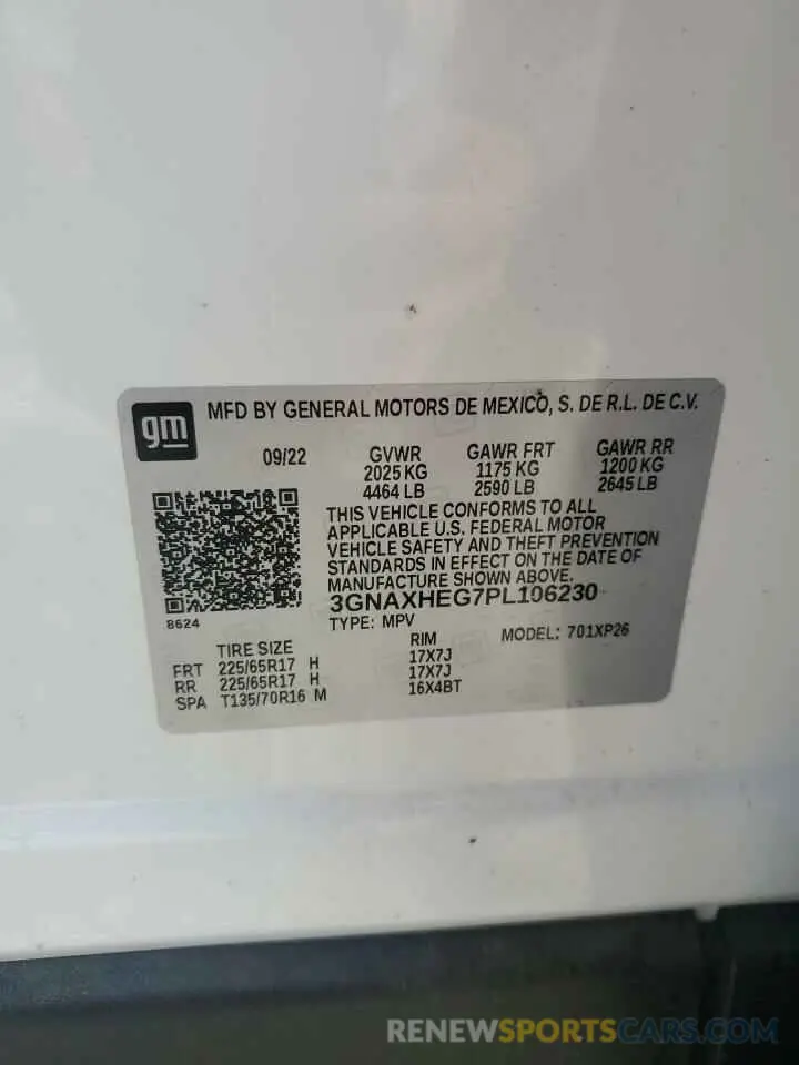 13 Photograph of a damaged car 3GNAXHEG7PL106230 CHEVROLET EQUINOX 2023