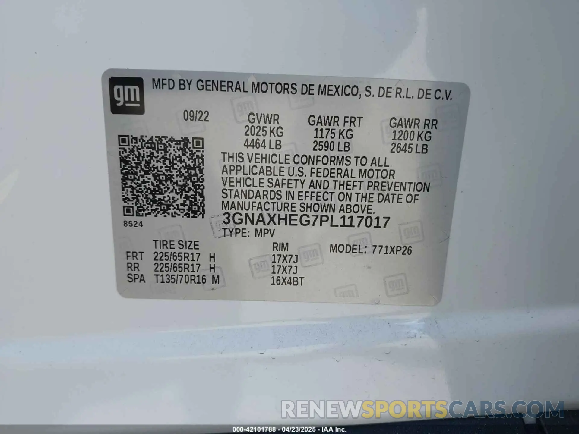 9 Photograph of a damaged car 3GNAXHEG7PL117017 CHEVROLET EQUINOX 2023