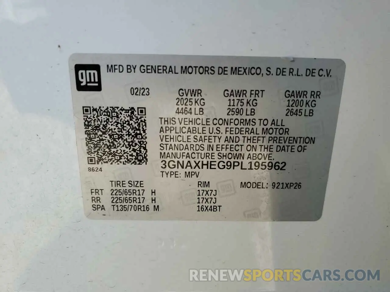 14 Photograph of a damaged car 3GNAXHEG9PL195962 CHEVROLET EQUINOX 2023