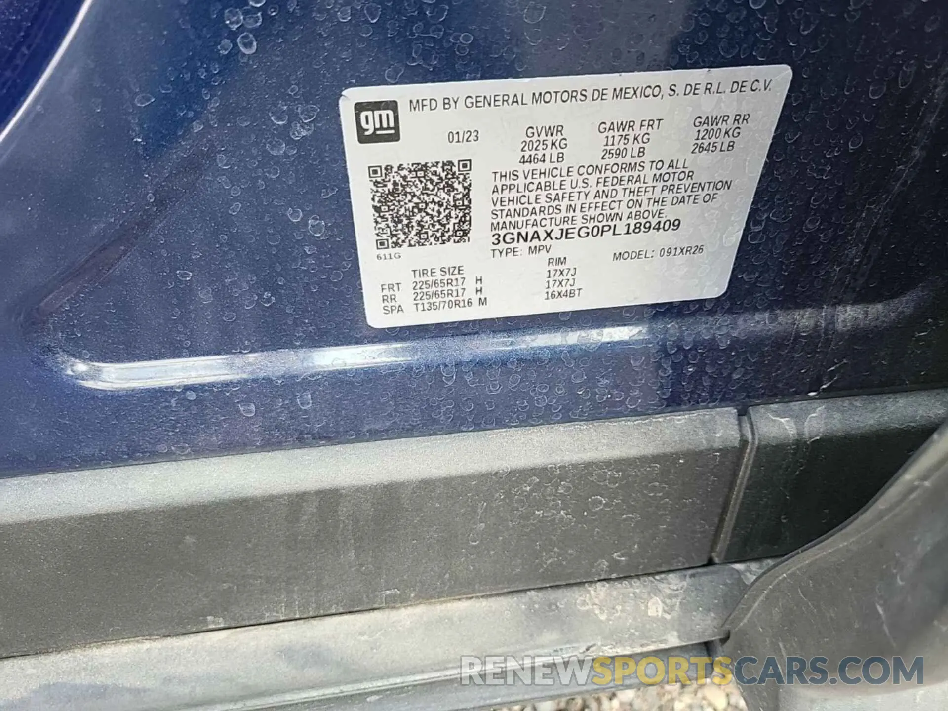 3 Photograph of a damaged car 3GNAXJEG0PL189409 CHEVROLET EQUINOX 2023