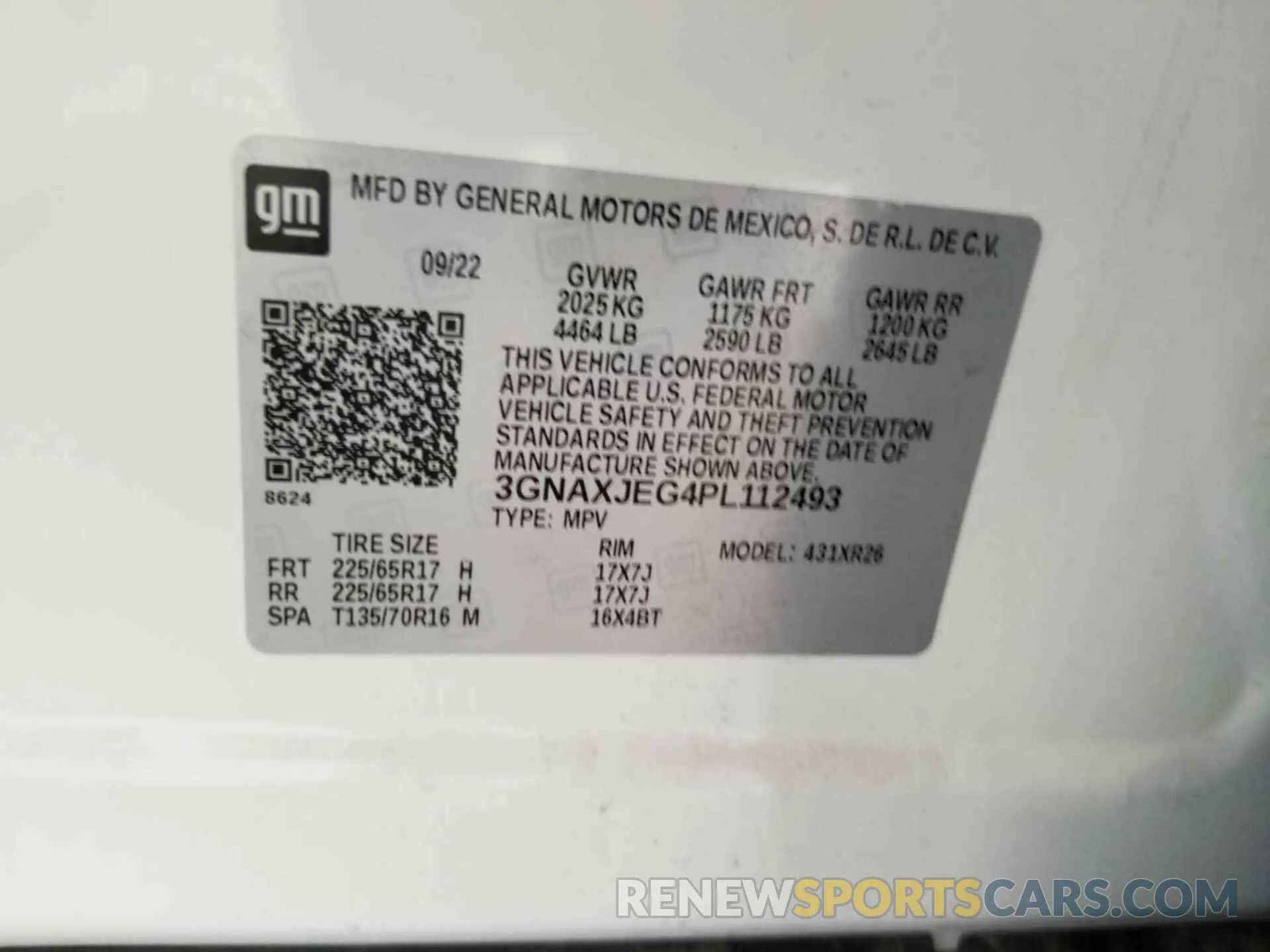 9 Photograph of a damaged car 3GNAXJEG4PL112493 CHEVROLET EQUINOX 2023