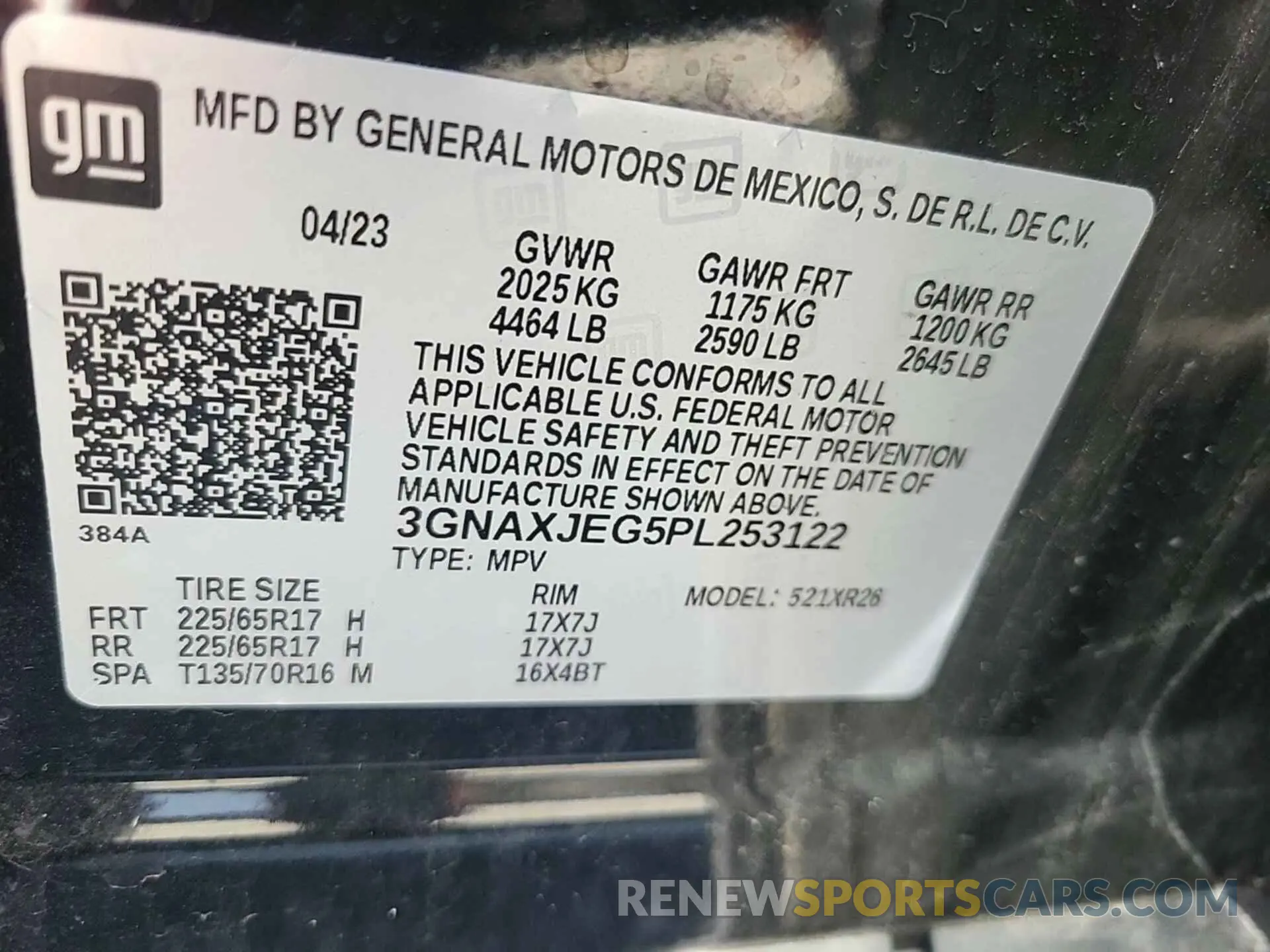 20 Photograph of a damaged car 3GNAXJEG5PL253122 CHEVROLET EQUINOX 2023