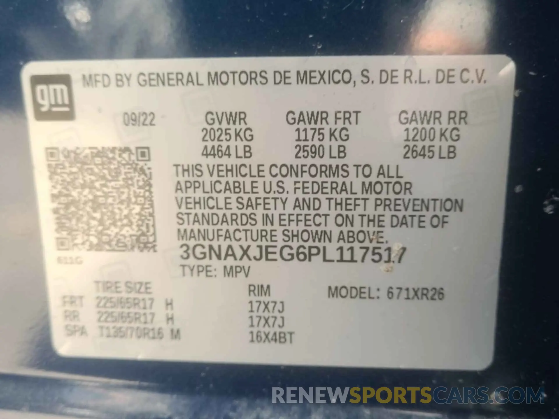 17 Photograph of a damaged car 3GNAXJEG6PL117517 CHEVROLET EQUINOX 2023