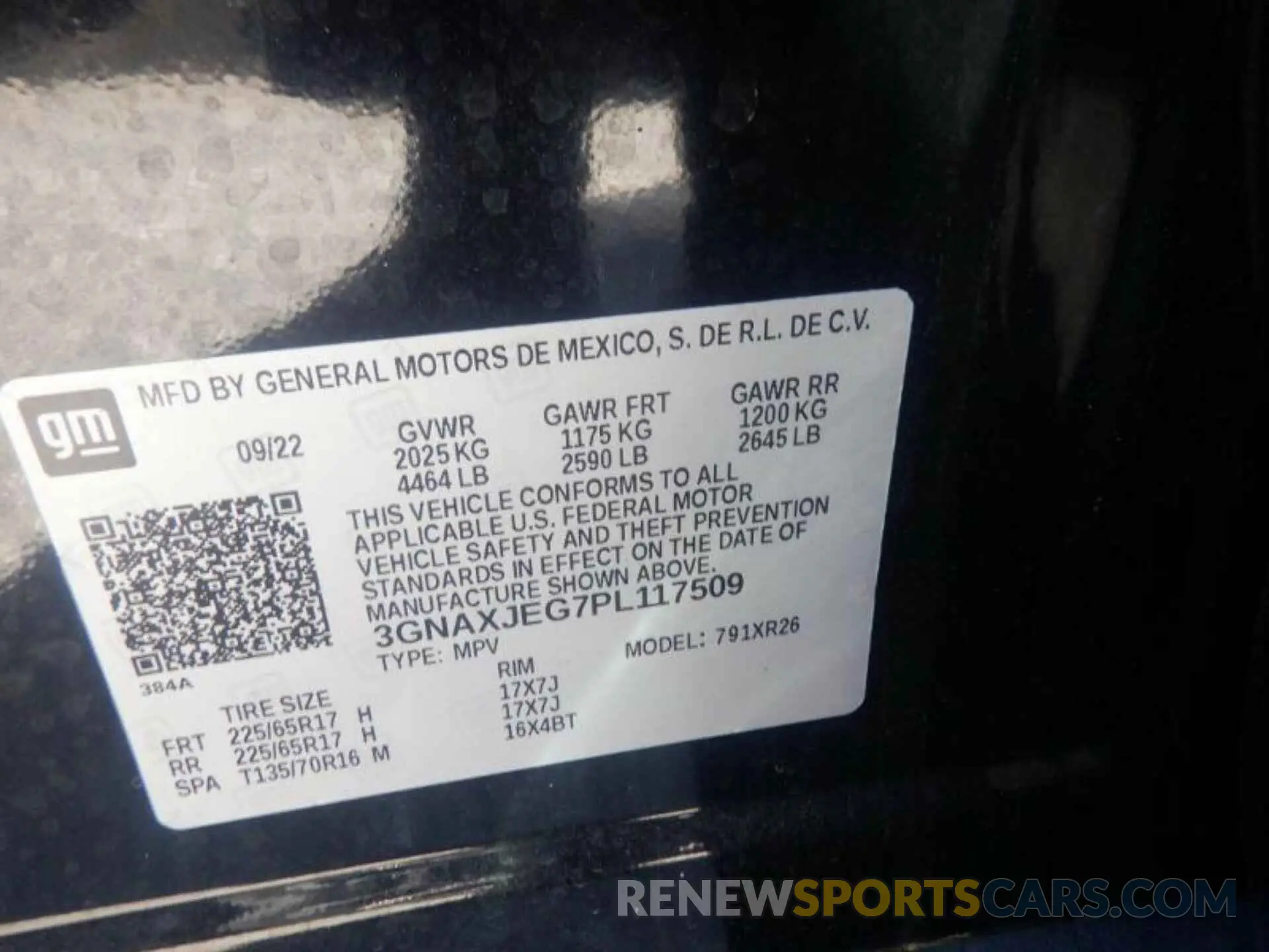 1 Photograph of a damaged car 3GNAXJEG7PL117509 CHEVROLET EQUINOX 2023