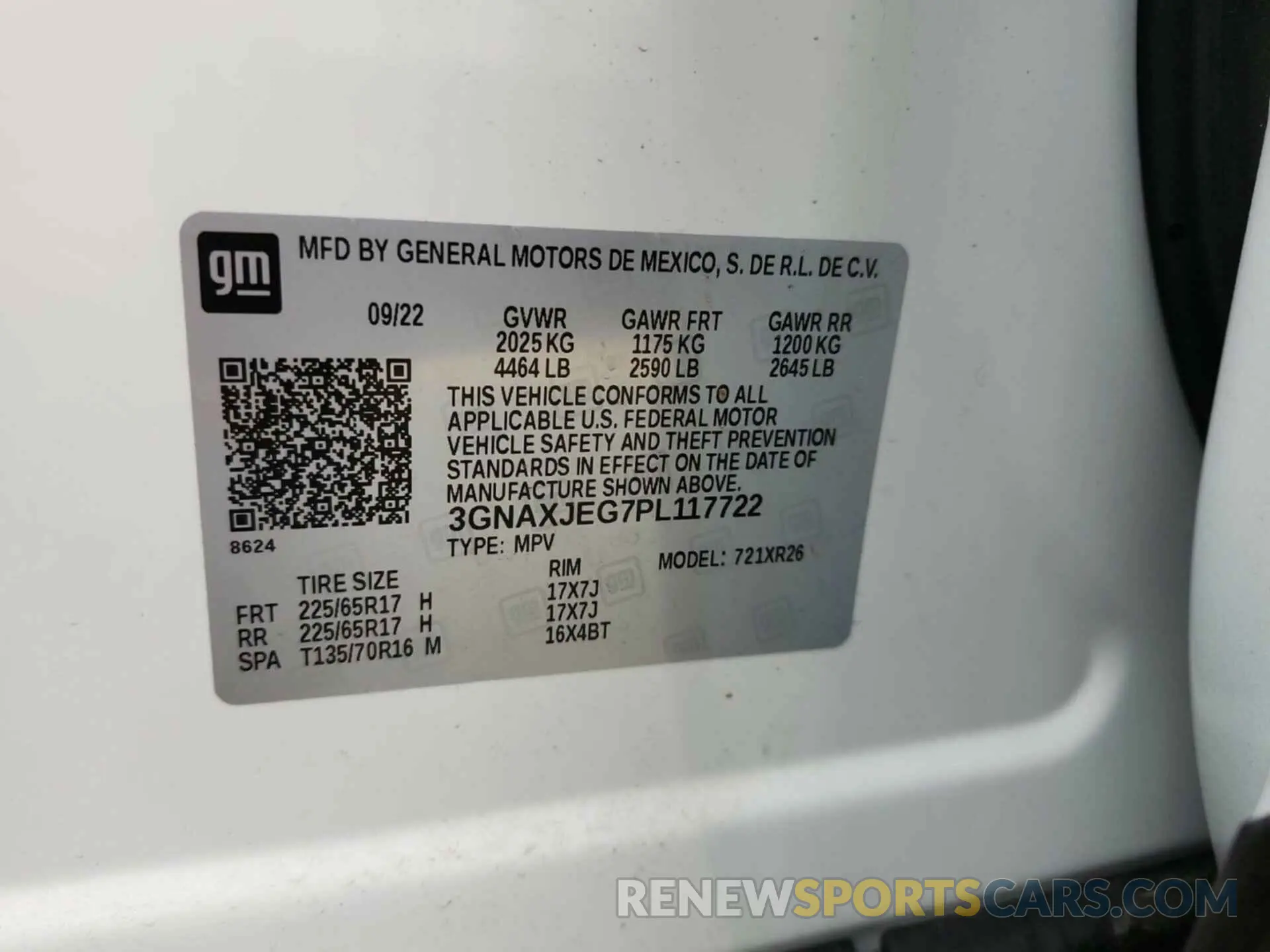 17 Photograph of a damaged car 3GNAXJEG7PL117722 CHEVROLET EQUINOX 2023