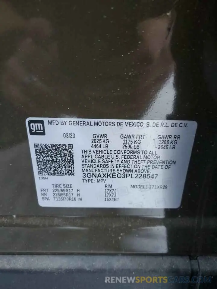 13 Photograph of a damaged car 3GNAXKEG3PL228547 CHEVROLET EQUINOX 2023