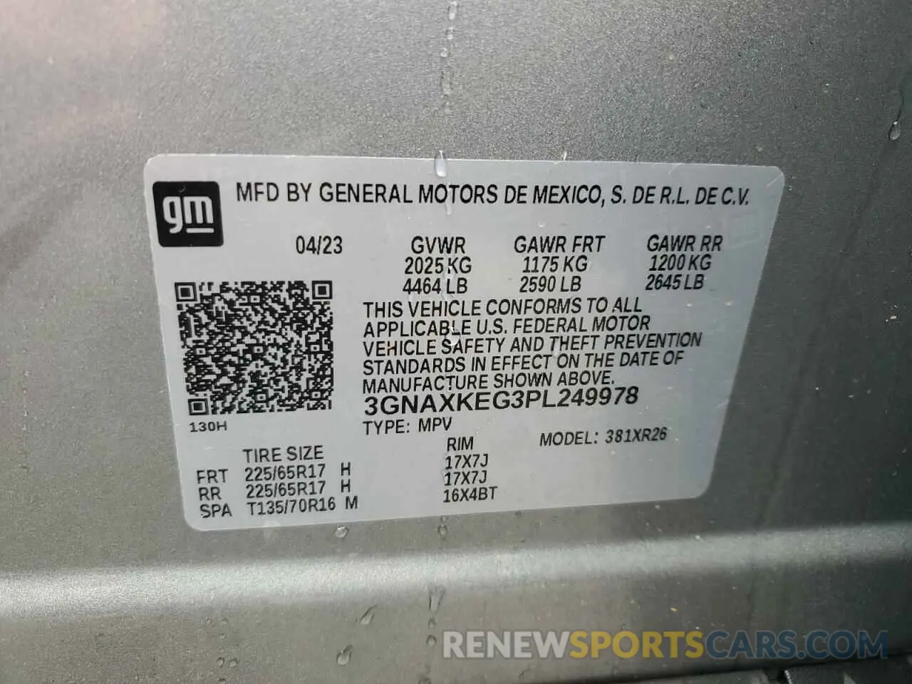 14 Photograph of a damaged car 3GNAXKEG3PL249978 CHEVROLET EQUINOX 2023