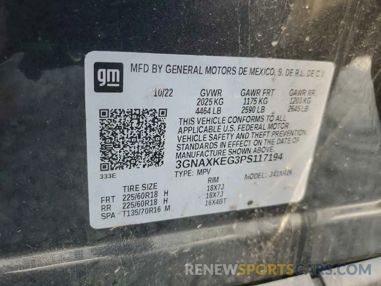 14 Photograph of a damaged car 3GNAXKEG3PS117194 CHEVROLET EQUINOX 2023