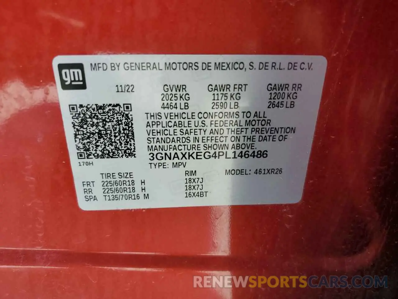 14 Photograph of a damaged car 3GNAXKEG4PL146486 CHEVROLET EQUINOX 2023