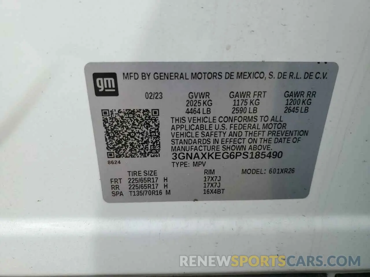 16 Photograph of a damaged car 3GNAXKEG6PS185490 CHEVROLET EQUINOX 2023