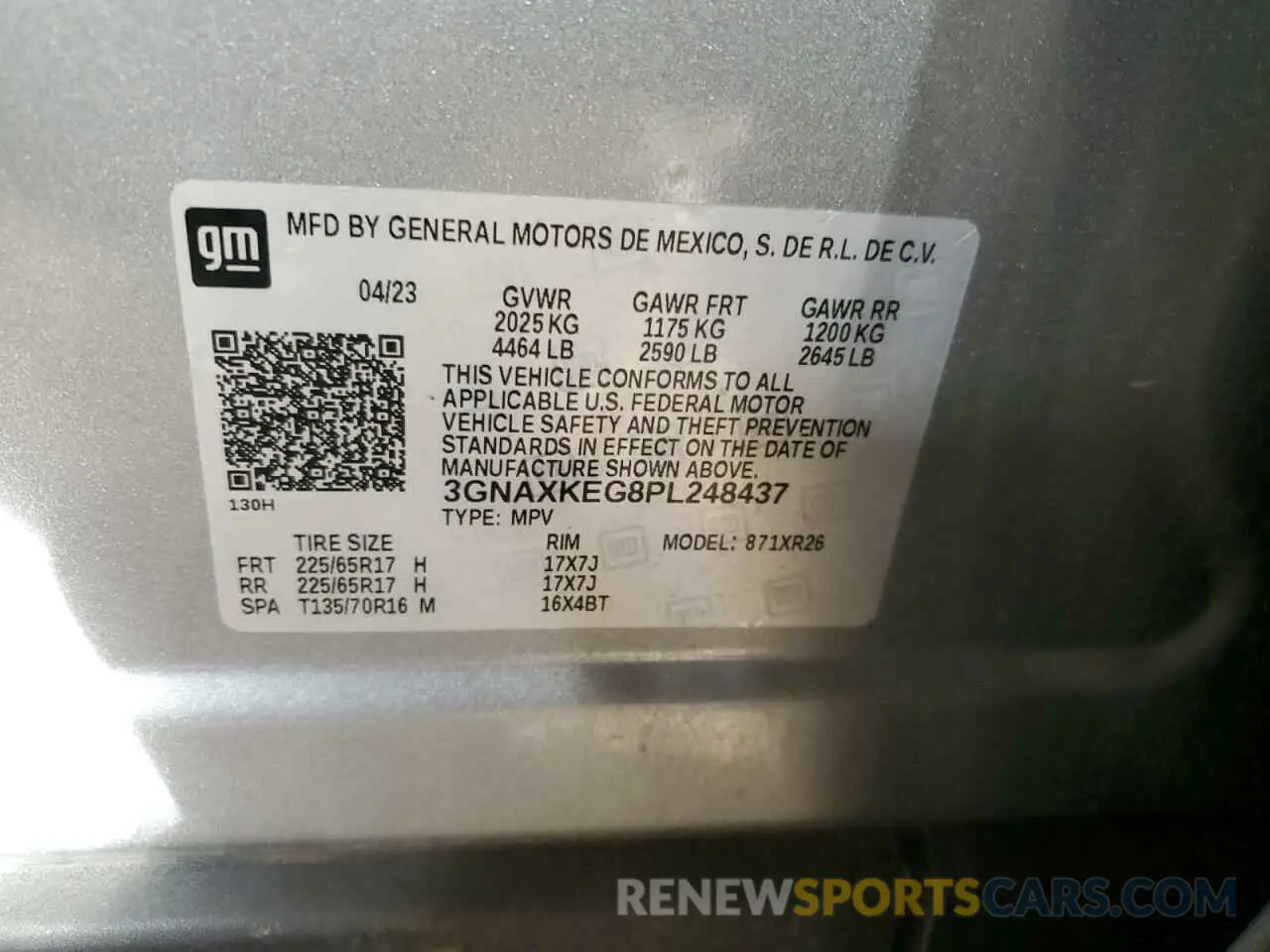 13 Photograph of a damaged car 3GNAXKEG8PL248437 CHEVROLET EQUINOX 2023