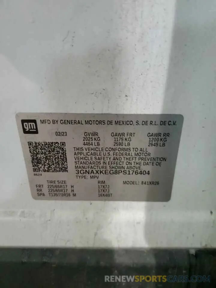 12 Photograph of a damaged car 3GNAXKEG8PS176404 CHEVROLET EQUINOX 2023