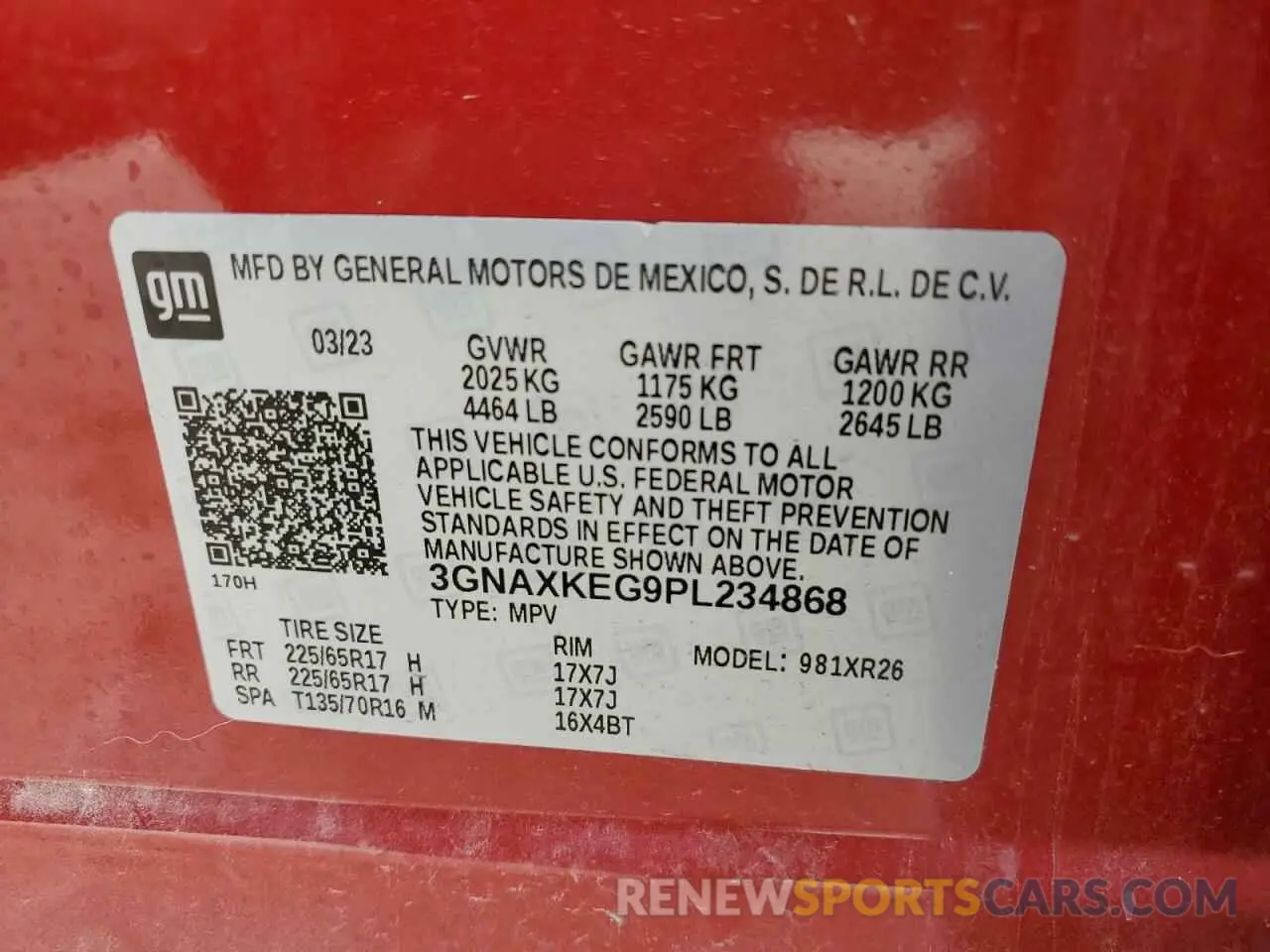 13 Photograph of a damaged car 3GNAXKEG9PL234868 CHEVROLET EQUINOX 2023