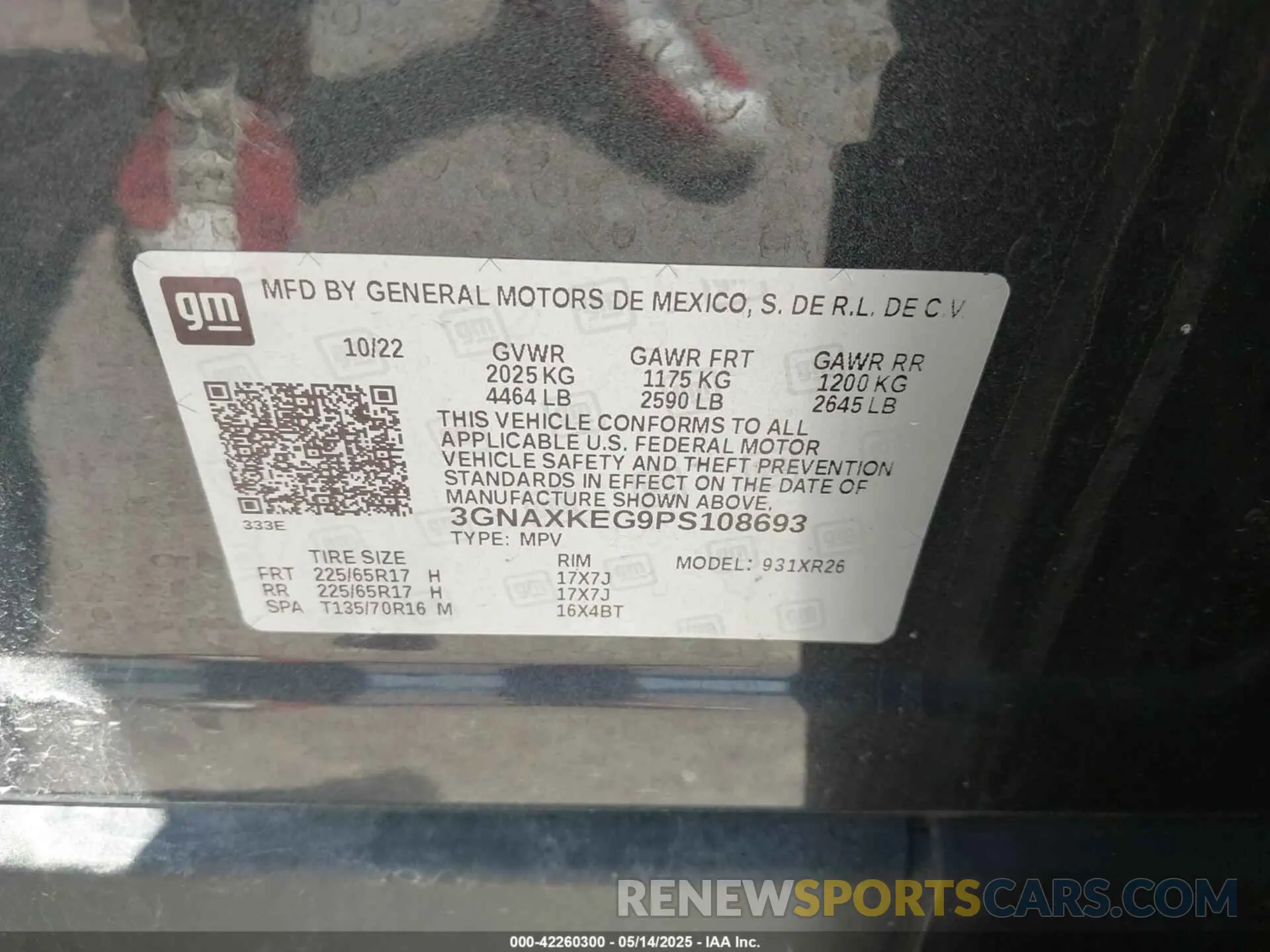 9 Photograph of a damaged car 3GNAXKEG9PS108693 CHEVROLET EQUINOX 2023