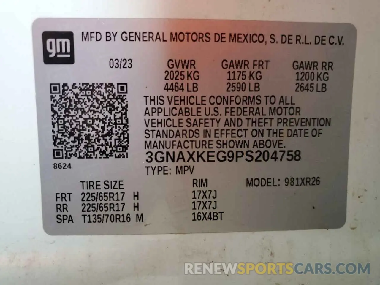 13 Photograph of a damaged car 3GNAXKEG9PS204758 CHEVROLET EQUINOX 2023