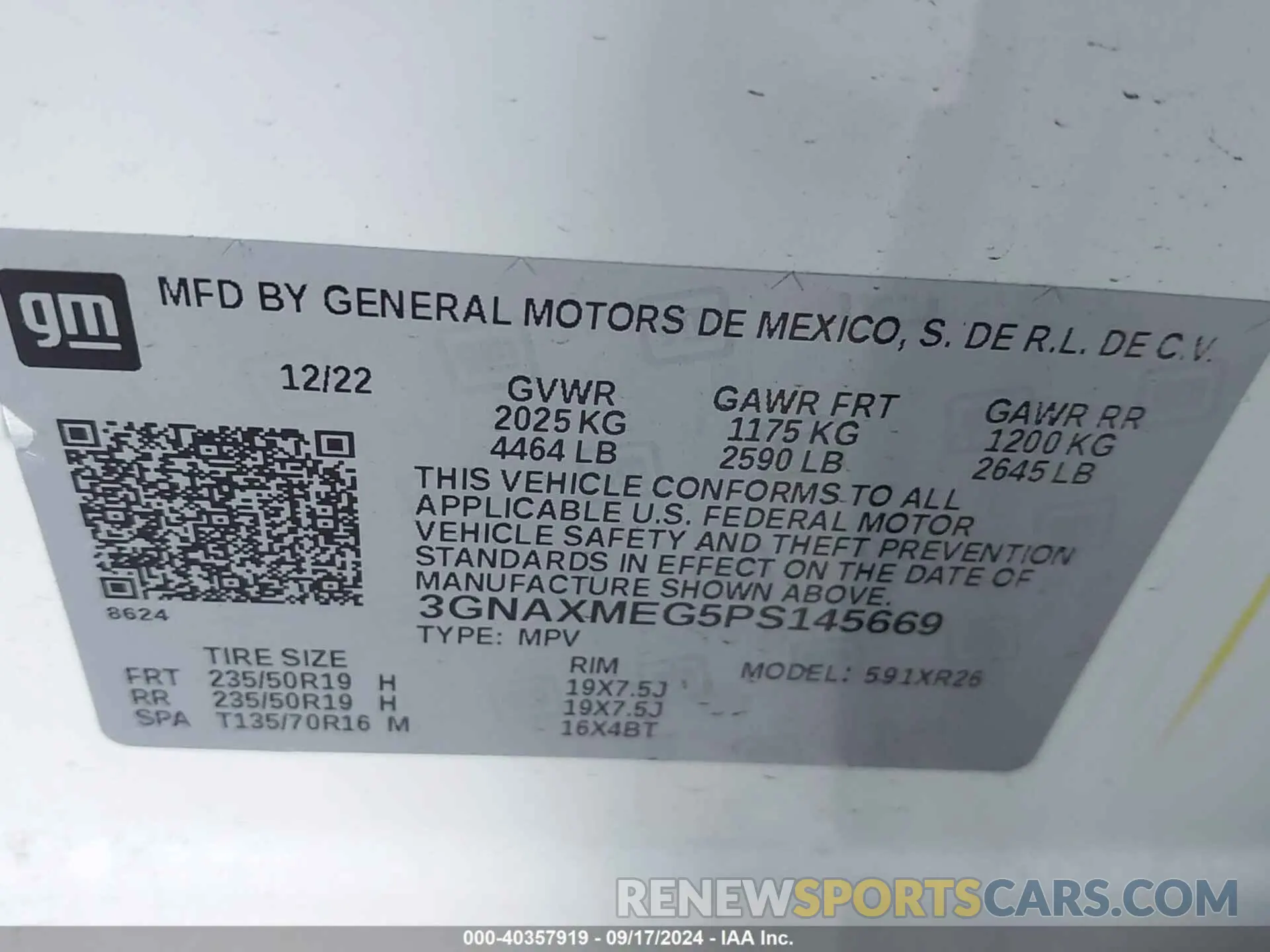 9 Photograph of a damaged car 3GNAXMEG5PS145669 CHEVROLET EQUINOX 2023