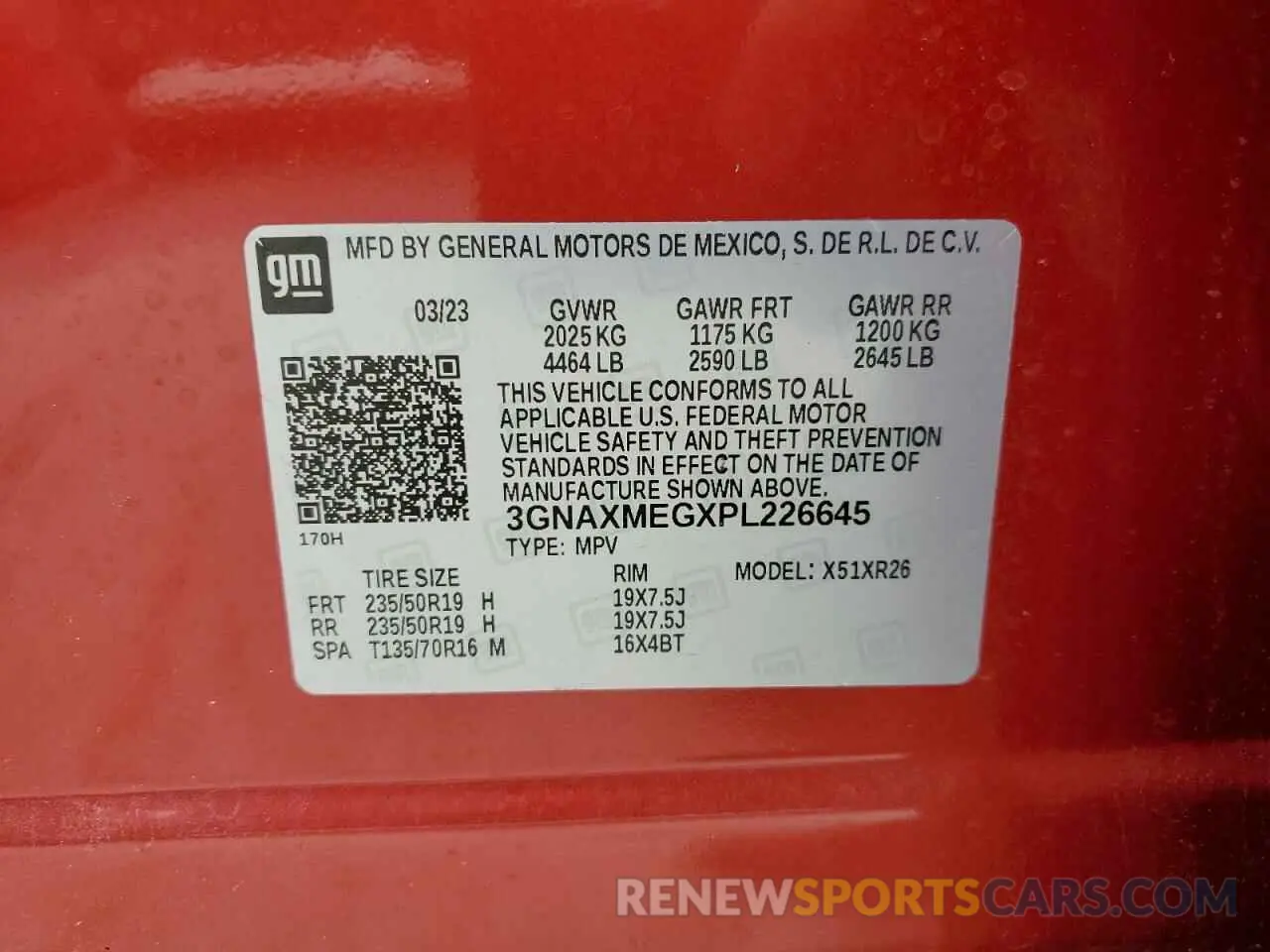 13 Photograph of a damaged car 3GNAXMEGXPL226645 CHEVROLET EQUINOX 2023