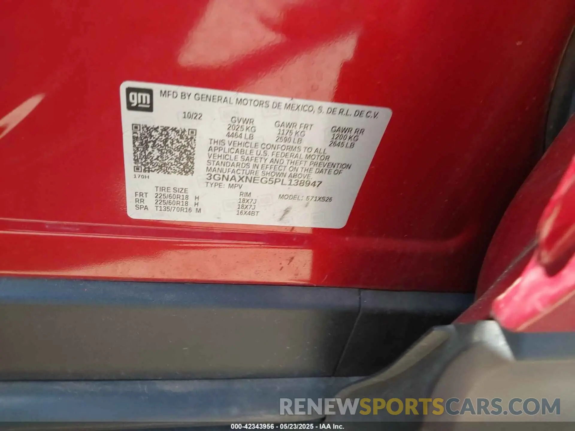 9 Photograph of a damaged car 3GNAXNEG5PL138947 CHEVROLET EQUINOX 2023