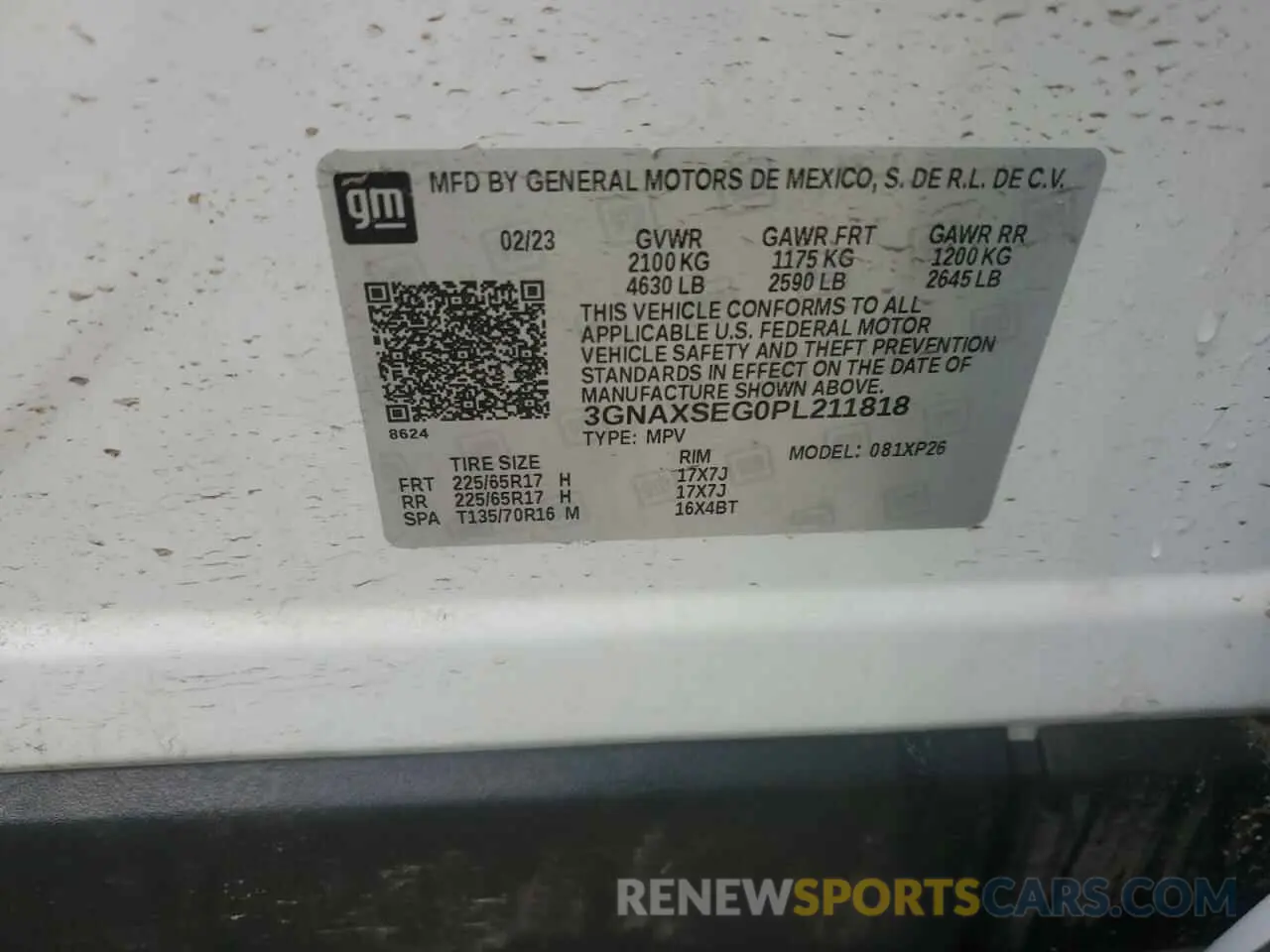13 Photograph of a damaged car 3GNAXSEG0PL211818 CHEVROLET EQUINOX 2023