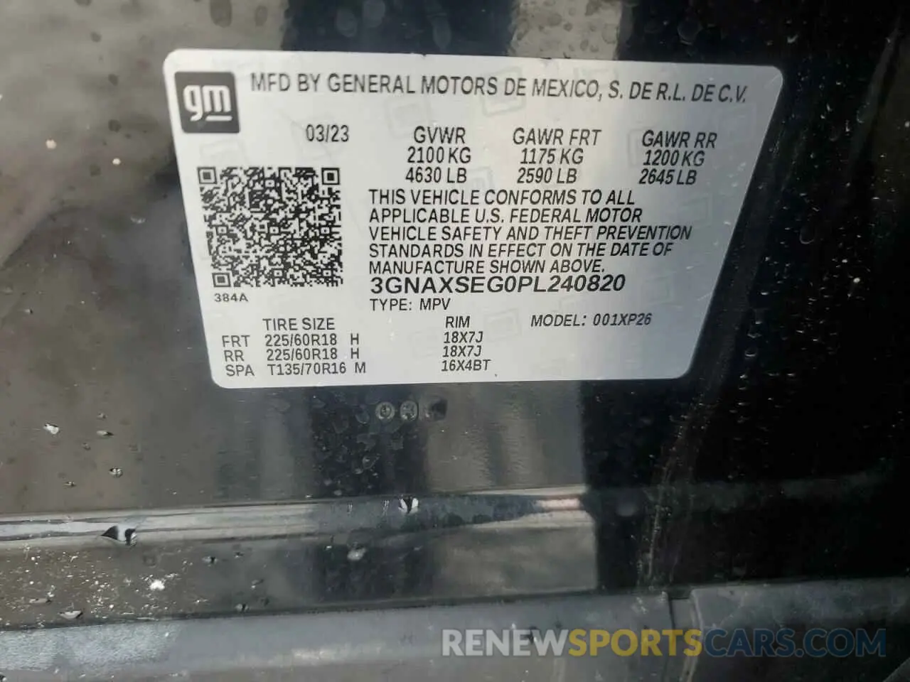 13 Photograph of a damaged car 3GNAXSEG0PL240820 CHEVROLET EQUINOX 2023