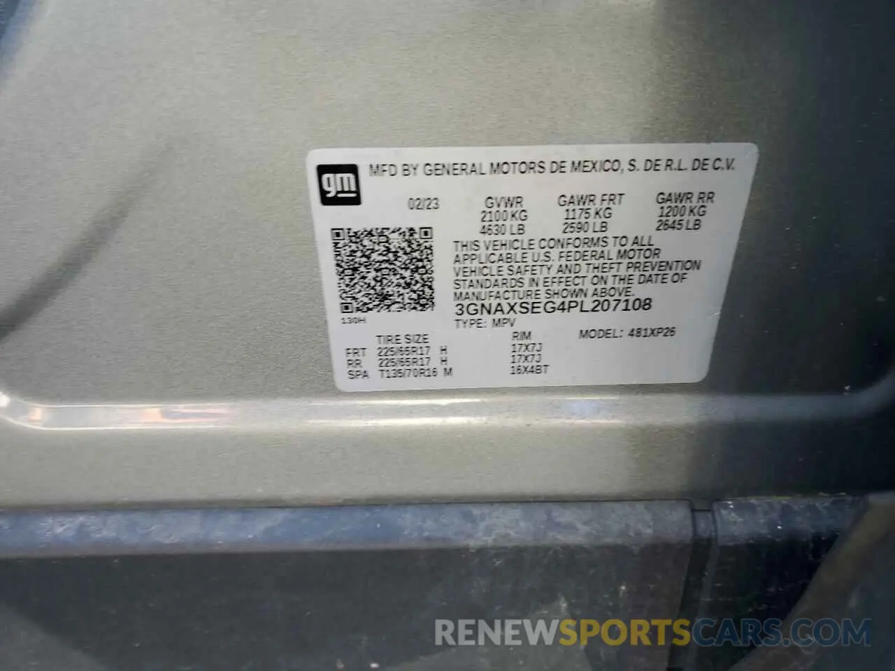 14 Photograph of a damaged car 3GNAXSEG4PL207108 CHEVROLET EQUINOX 2023
