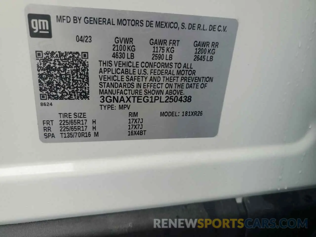 13 Photograph of a damaged car 3GNAXTEG1PL250438 CHEVROLET EQUINOX 2023